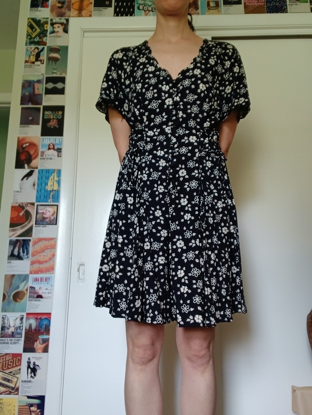 Vintage 90s Grunge Navy Blue Floral Romper